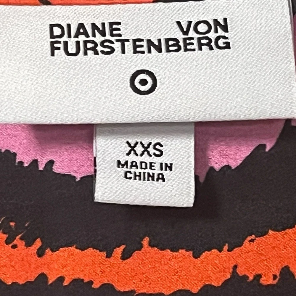 Diane Von Furstenberg X Target Satin Pajama Shirt Multicolored Zebra Print XXS